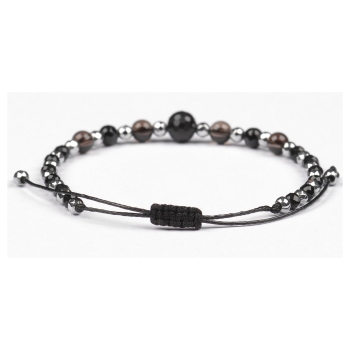 Bransoletka celebrytka czarny TURMALIN KWARC DYMNY HEMATYT ochrona i spokój